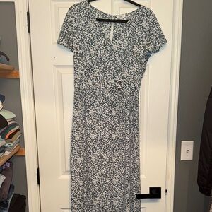 Elegant green and White Floral Dress